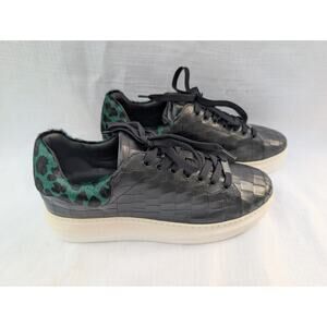 Saint And Sofia Womens Hampstead Trainers Sneakers Sz 9 Black Croc Green Leopard